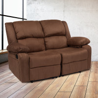 Flash Furniture BT-70597-LS-BN-MIC-GG Harmony Series Chocolate Brown Microfiber Loveseat with Two Built-In Recliners 